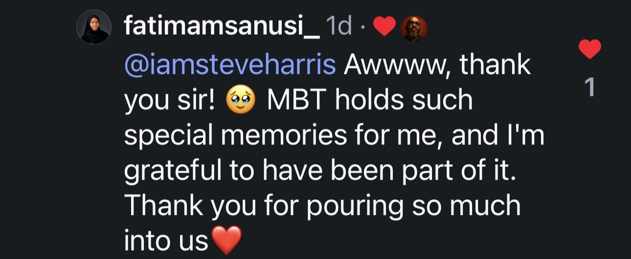 Instagram comment from @fatimamsanusi_ about MBT
